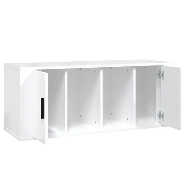 vidaXL Έπιπλο Τηλεόρασης Γυαλ. Λευκό 100x35x40 εκ. Επεξεργασμένο Ξύλο