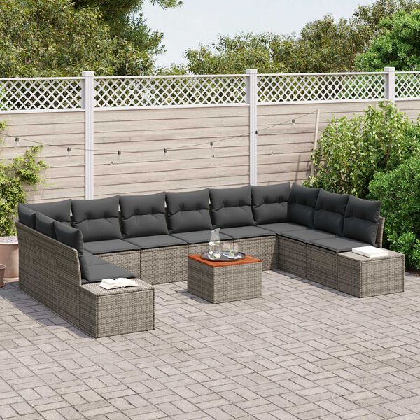 vidaXL Σετ Καναπέ Κήπου 11 pcs Γκρι