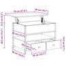 vidaXL Τραπεζάκι Σαλονιού Γκρι Sonoma 70x50x50 εκ. Επεξ. Ξύλο/Μέταλλο