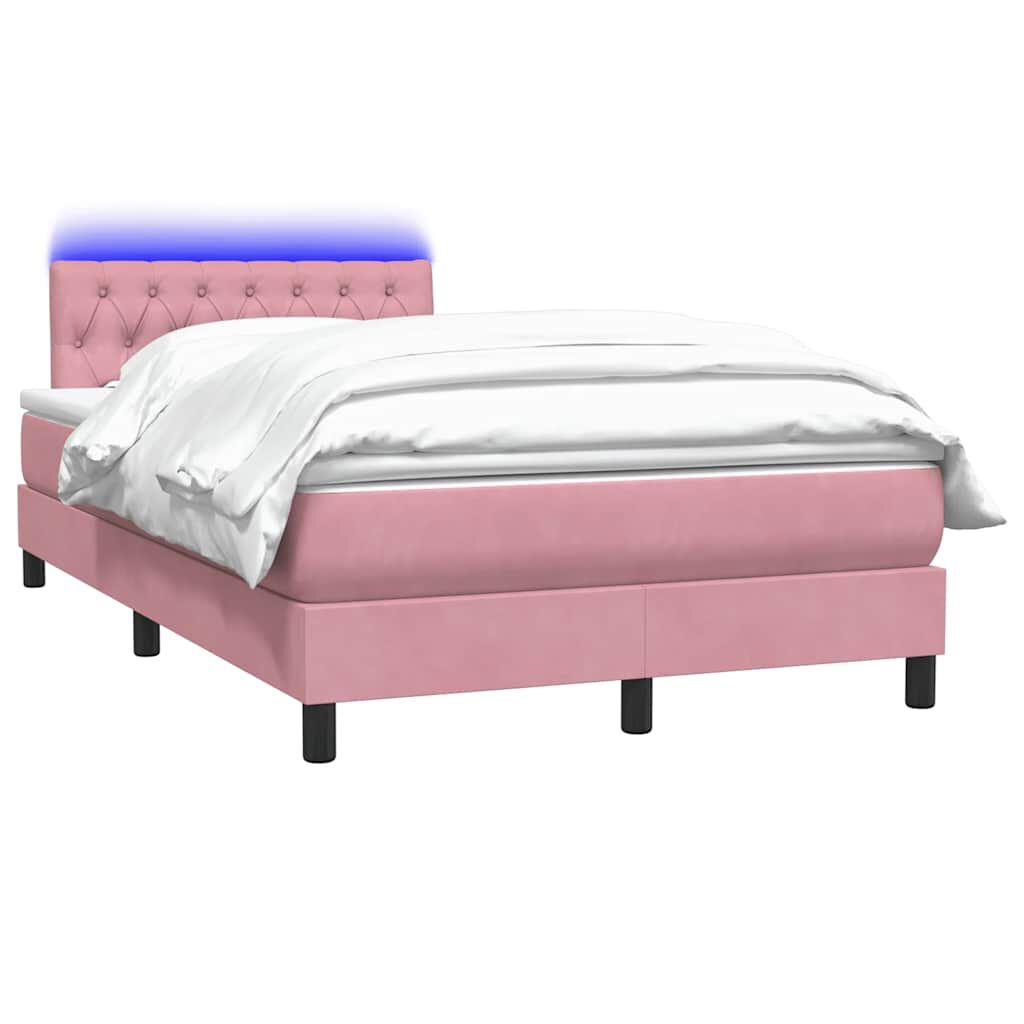 vidaXL Box Spring κρεβάτι με στρώμα ροζ 120x220 cm Βελούδινο