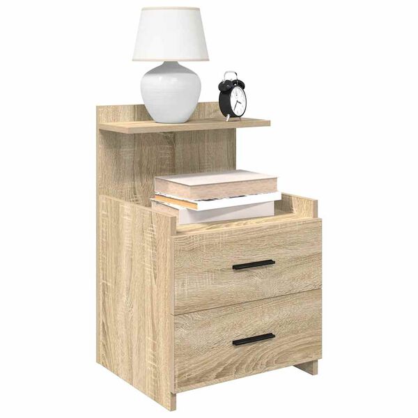 vidaXL Κομοδίνο με 2 Συρτάρια Χρώμα Sonoma Δρυς 40x36,5x62 εκ.