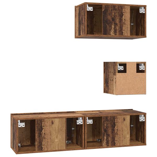 vidaXL Σετ TV Άλλο με αποθήκευση με πόρτα 4 pcs Παλιό ξύλο 60 x 30 x 30 cm