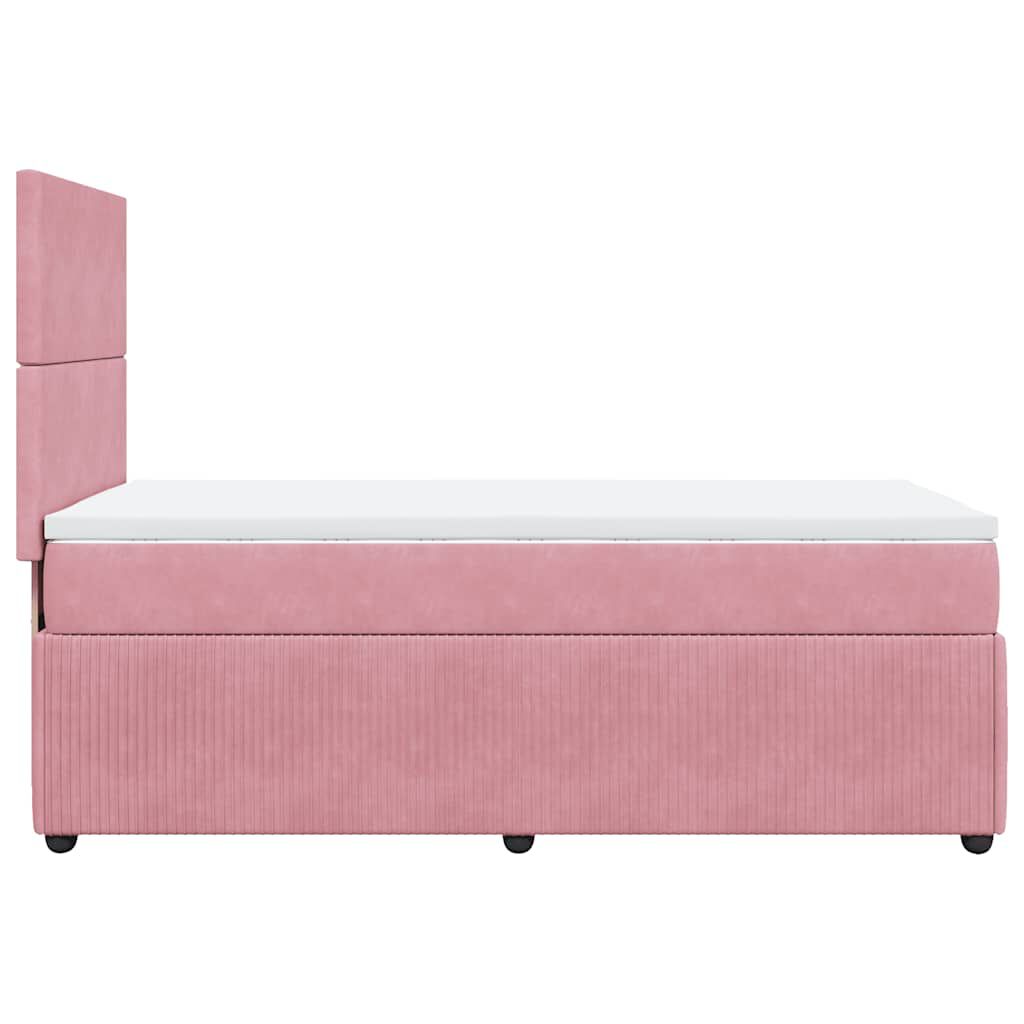 vidaXL Κρεβάτι Boxspring με Στρώμα Ροζ 100x200 εκ. Βελούδινο