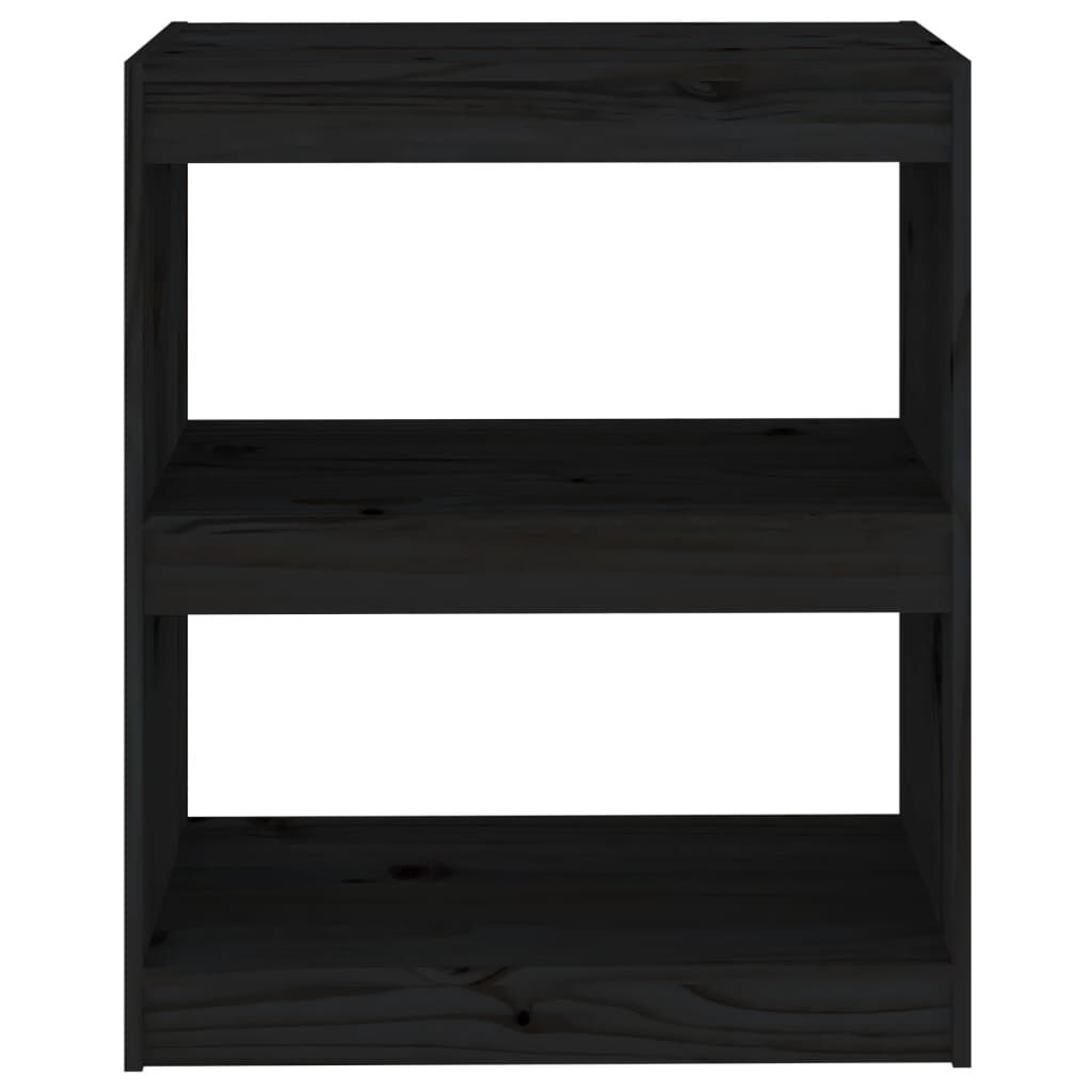 vidaXL Βιβλιοθήκη/Διαχωρ. Χώρου Μαύρο 60x30x71,5 εκ. Μασίφ Ξύλο Πεύκου