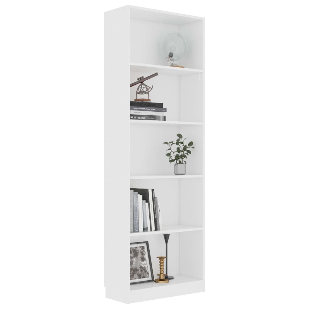 vidaXL Βιβλιοθήκη με 5 Ράφια Λευκή 60 x 24 x 175 εκ. από Επεξ. Ξύλο