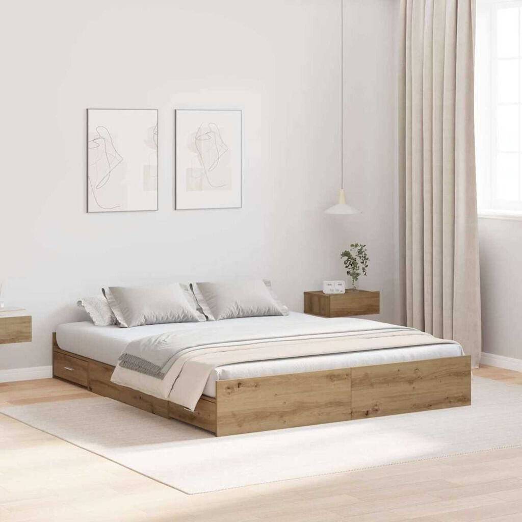 vidaXL Κρεβάτι με αποθηκευτικό χώρο artisan δρυς 140 x 200 cm