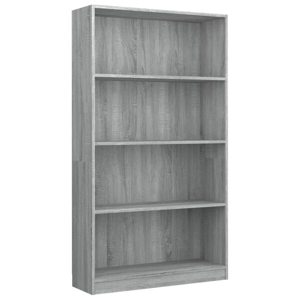 vidaXL Βιβλιοθήκη με 4 Ράφια Γκρι Sonoma 80x24x142 εκ. Επεξεργ. Ξύλο