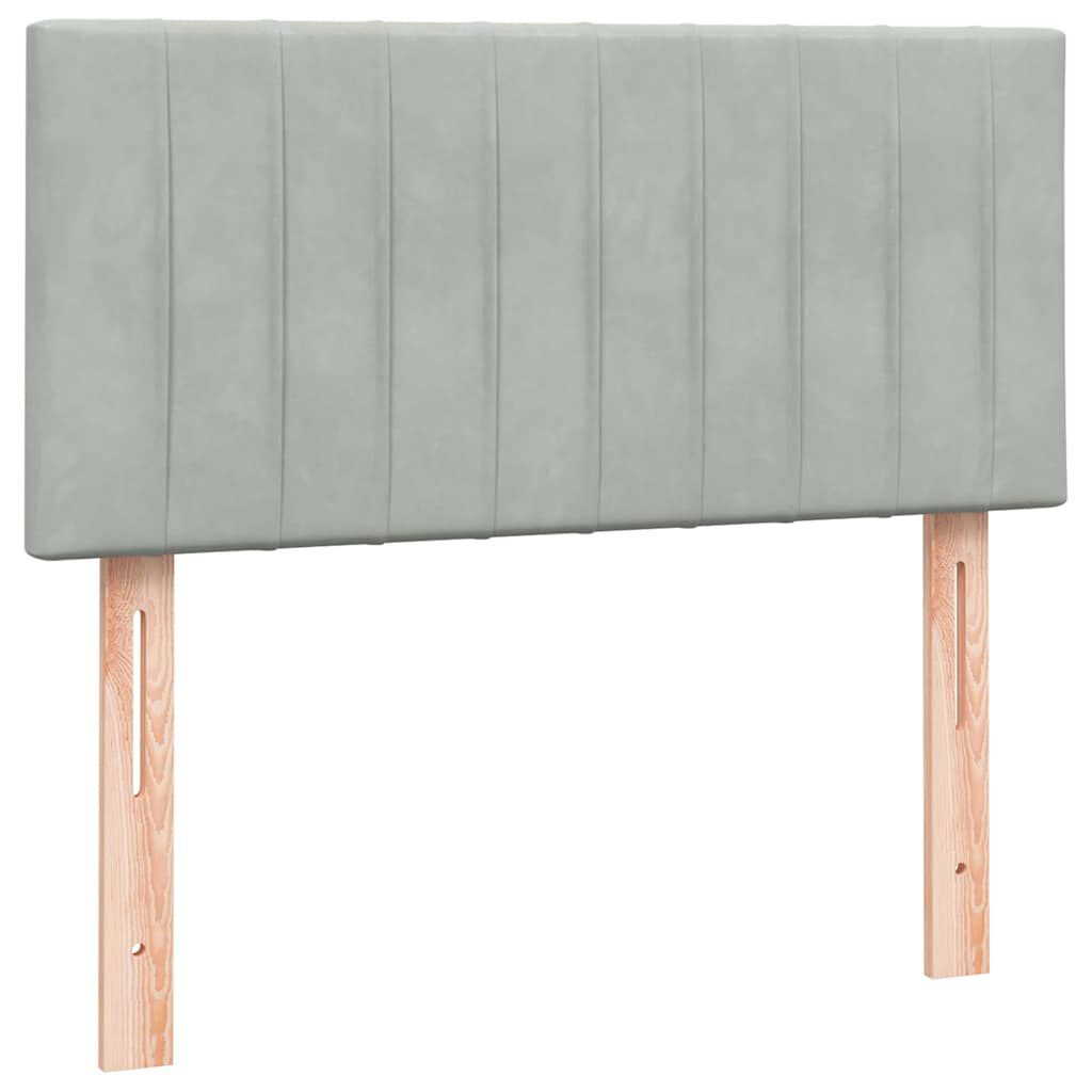 vidaXL Box Spring κρεβάτι με στρώμα ανοιχτό γκρι 90x220 εκ. Βελούδινο