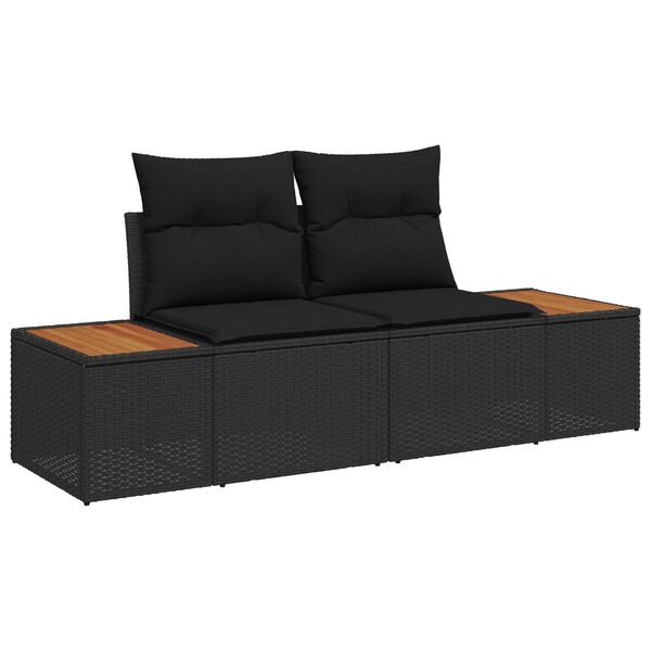 vidaXL Καναπές Κήπου Μαύρο 184 x 62 x 85εκ συνθετικό ρατάν