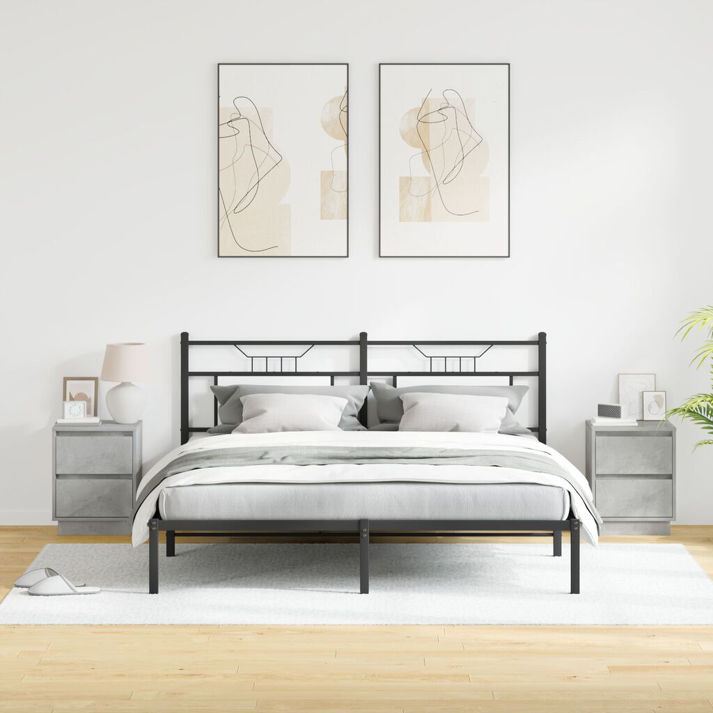 vidaXL Κομοδίνα με LED Φώτα 2 τμχ Γκρι Σκυρόδεμα 39x34.5x50 εκ