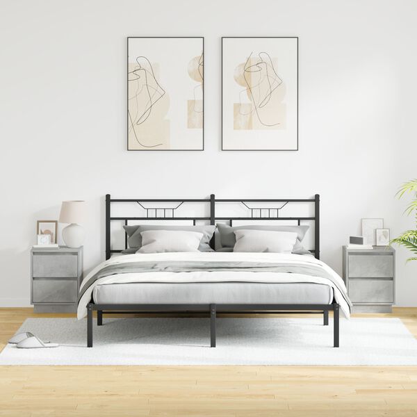 vidaXL Κομοδίνα με LED Φώτα 2 τμχ Γκρι Σκυρόδεμα 39x34.5x50 εκ