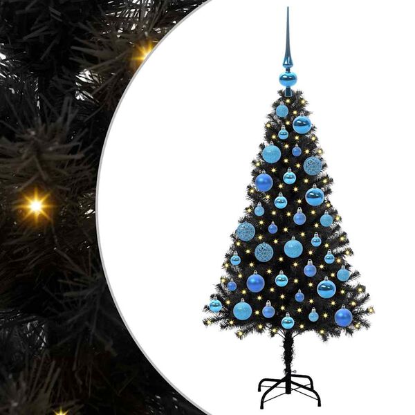 vidaXL Χριστουγεννιάτικο Δέντρο με 150 LED με βάση Μαύρο 120 cm PVC