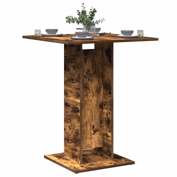 vidaXL Τραπέζι Bistro Καπνιστή Δρυς 60x60x75 εκ από Επεξεργασμένο Ξύλο