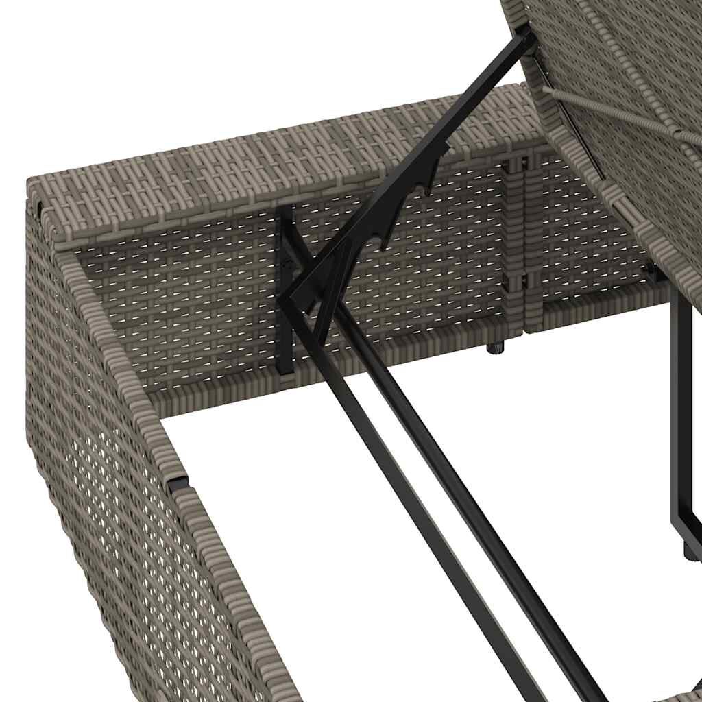 vidaXL Ξαπλώστρα με αιωρούμενο μαξιλάρι Γκρι Poly Rattan