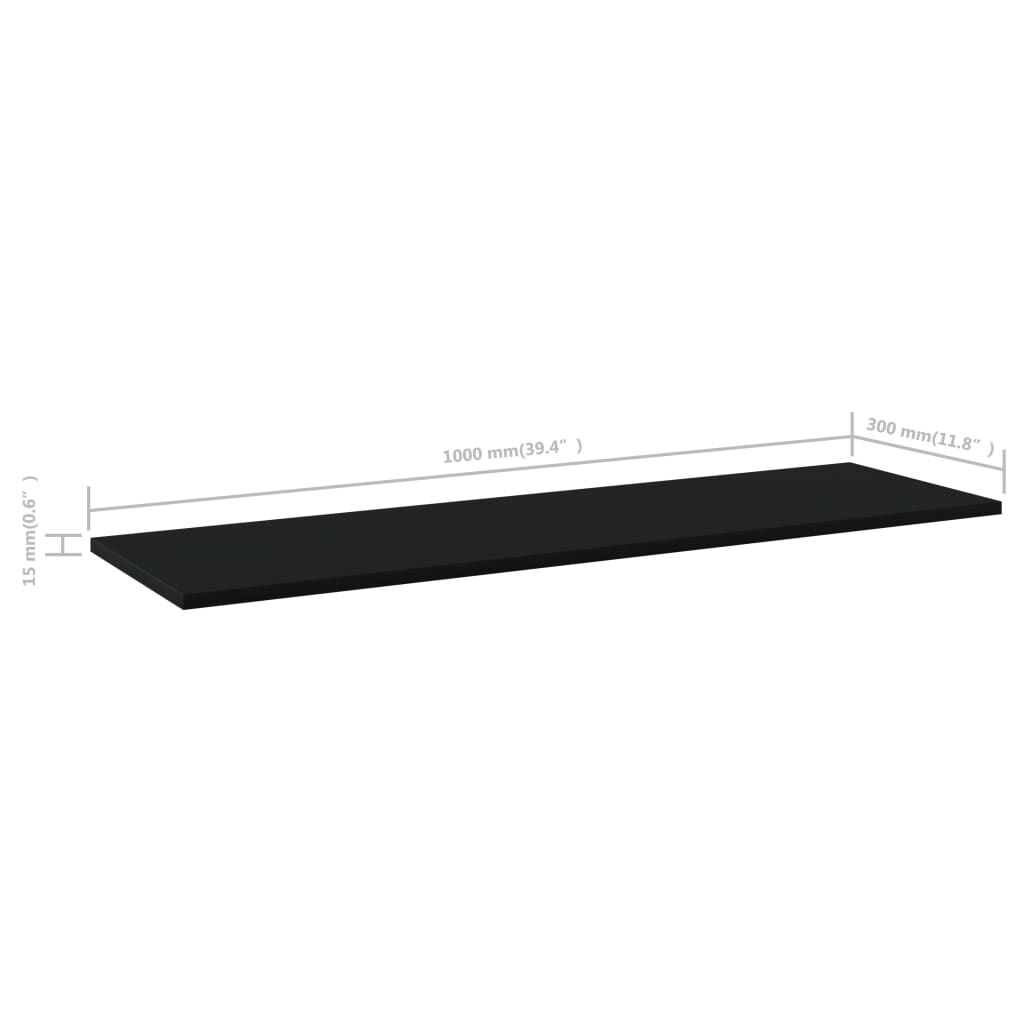 vidaXL Ράφια Βιβλιοθήκης 4 τεμ. Μαύρα 100x30x1,5 εκ. από Μοριοσανίδα