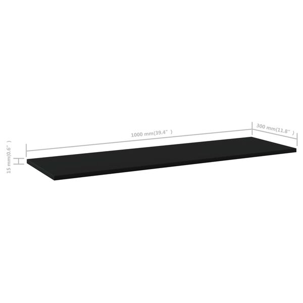 vidaXL Ράφια Βιβλιοθήκης 4 τεμ. Μαύρα 100x30x1,5 εκ. από Μοριοσανίδα