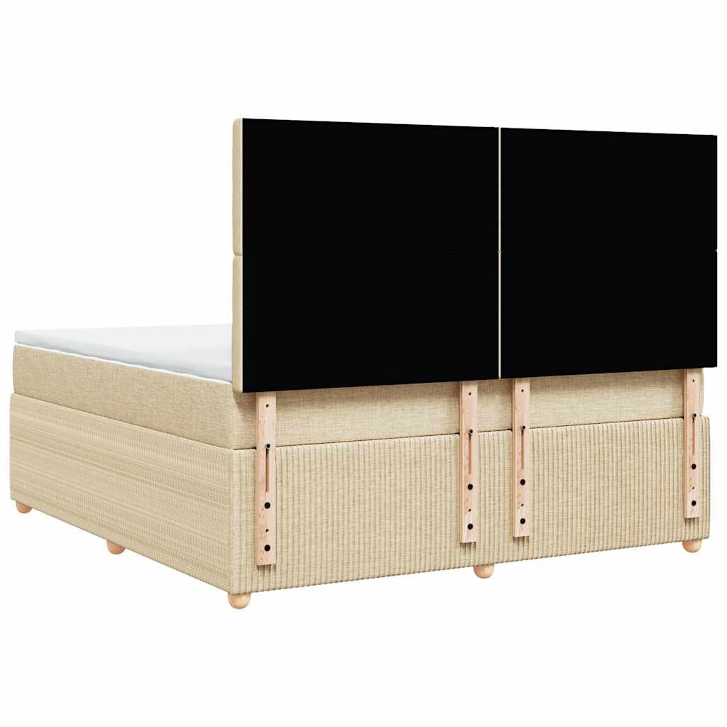 vidaXL Κρεβάτι Boxspring με Στρώμα Κρεμ 180x200 εκ. Υφασμάτινο