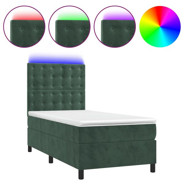 vidaXL &Kappa;&rho;&epsilon;&beta;ά&tau;&iota; Boxspring &mu;&epsilon; &Sigma;&tau;&rho;ώ&mu;&alpha; & LED &Sigma;&kappa;. &Pi;&rho;ά&sigma;&iota;&nu;&omicron; 90x200 &epsilon;&kappa; &Beta;&epsilon;&lambda;&omicron;ύ&delta;&omicron;