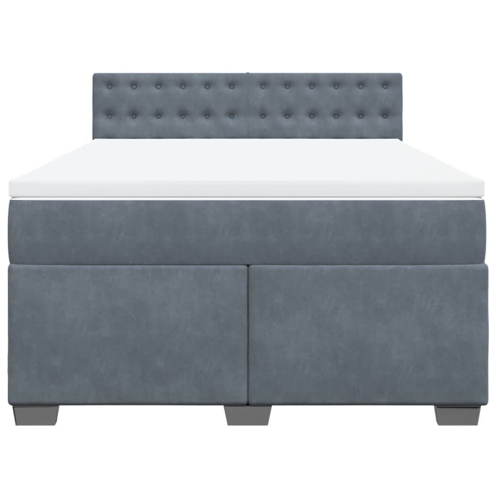 vidaXL Κρεβάτι Boxspring με Στρώμα Σκούρο Γκρι 160x200 εκ. Βελούδινο
