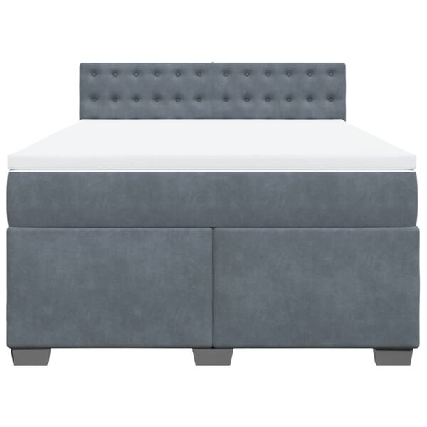 vidaXL Κρεβάτι Boxspring με Στρώμα Σκούρο Γκρι 160x200 εκ. Βελούδινο