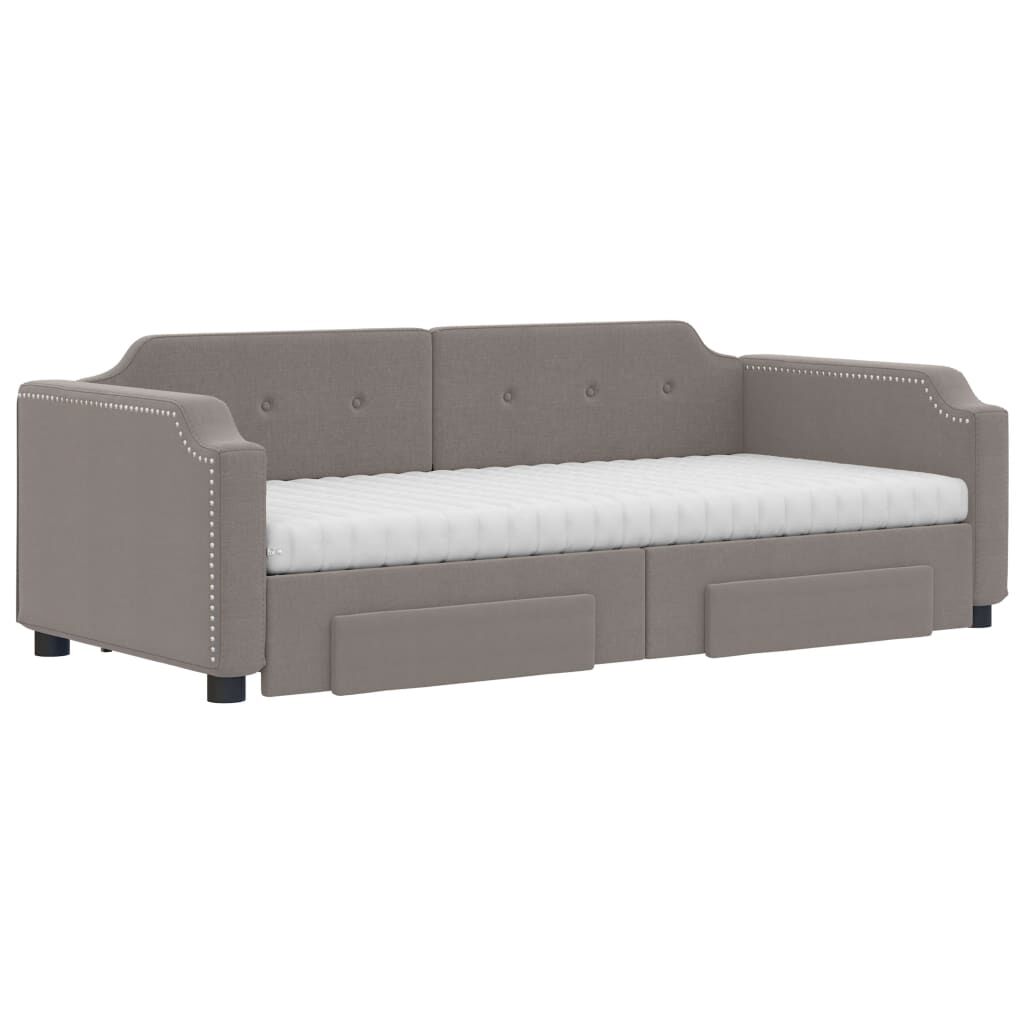 vidaXL Καναπές Κρεβάτι Συρόμενος Taupe 100x200εκ. Υφασμάτινος Συρτάρια