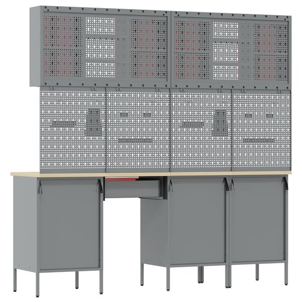 vidaXL Πάγκος εργασίας 10 pcs Μαύρο 200 x 55 x 200 εκ. Ατσάλι