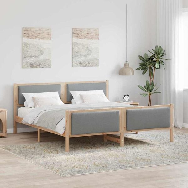 vidaXL Σκελετός Κρεβατιού με κεφαλάρι Ανοιχτό γκρι 180 x 200 cm ύφασμα
