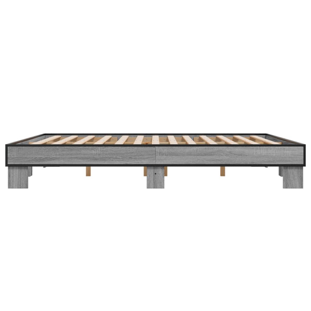vidaXL Πλαίσιο Κρεβατιού Γκρι Sonoma 200x200 εκ. Επεξ. Ξύλο & Μέταλλο