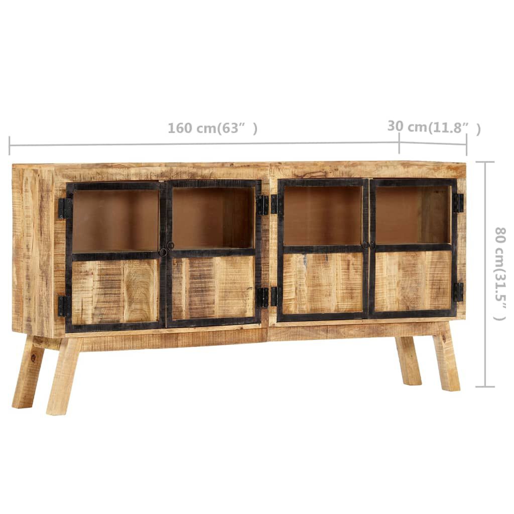 vidaXL Μπουφές Καφέ/Μαύρο 160x30x80 εκ. Μασίφ Ακατέργαστο Ξύλο Μάνγκο
