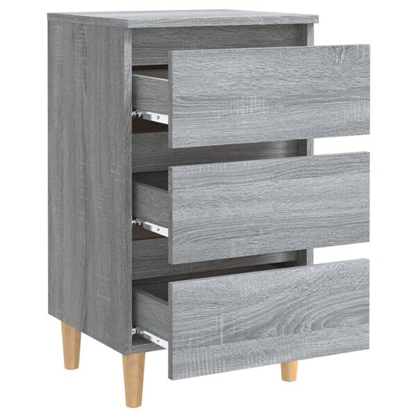 vidaXL Κομοδίνα 2 τεμ. Γκρι Sonoma 40x35x69 εκ. με Μασίφ Ξύλινα Πόδια