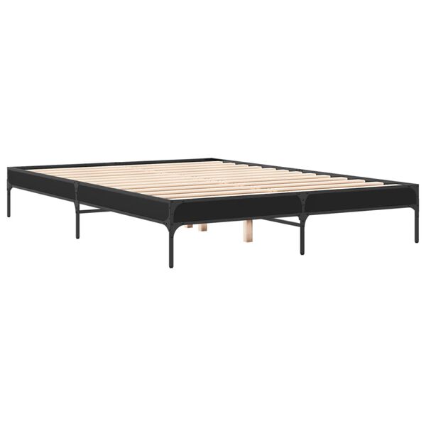 vidaXL Πλαίσιο Κρεβατιού Μαύρο 160x200 εκ. Επεξ. Ξύλο & Μέταλλο
