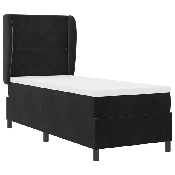 vidaXL Κρεβάτι με ελατήρια με στρώμα Μαύρο 80 x 200 cm Βελούδο