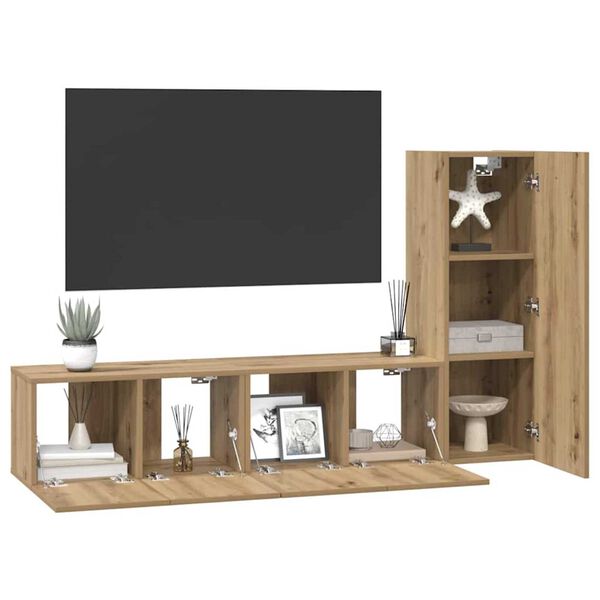 vidaXL Σετ επίπλου τηλεόρασης 3 pcs Artisan Oak Επεξεργασμένο ξύλο