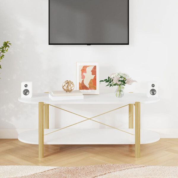 vidaXL Τραπεζάκι Σαλονιού Λευκό 110 x 48 x 40 εκ. Επεξεργασμένο Ξύλο