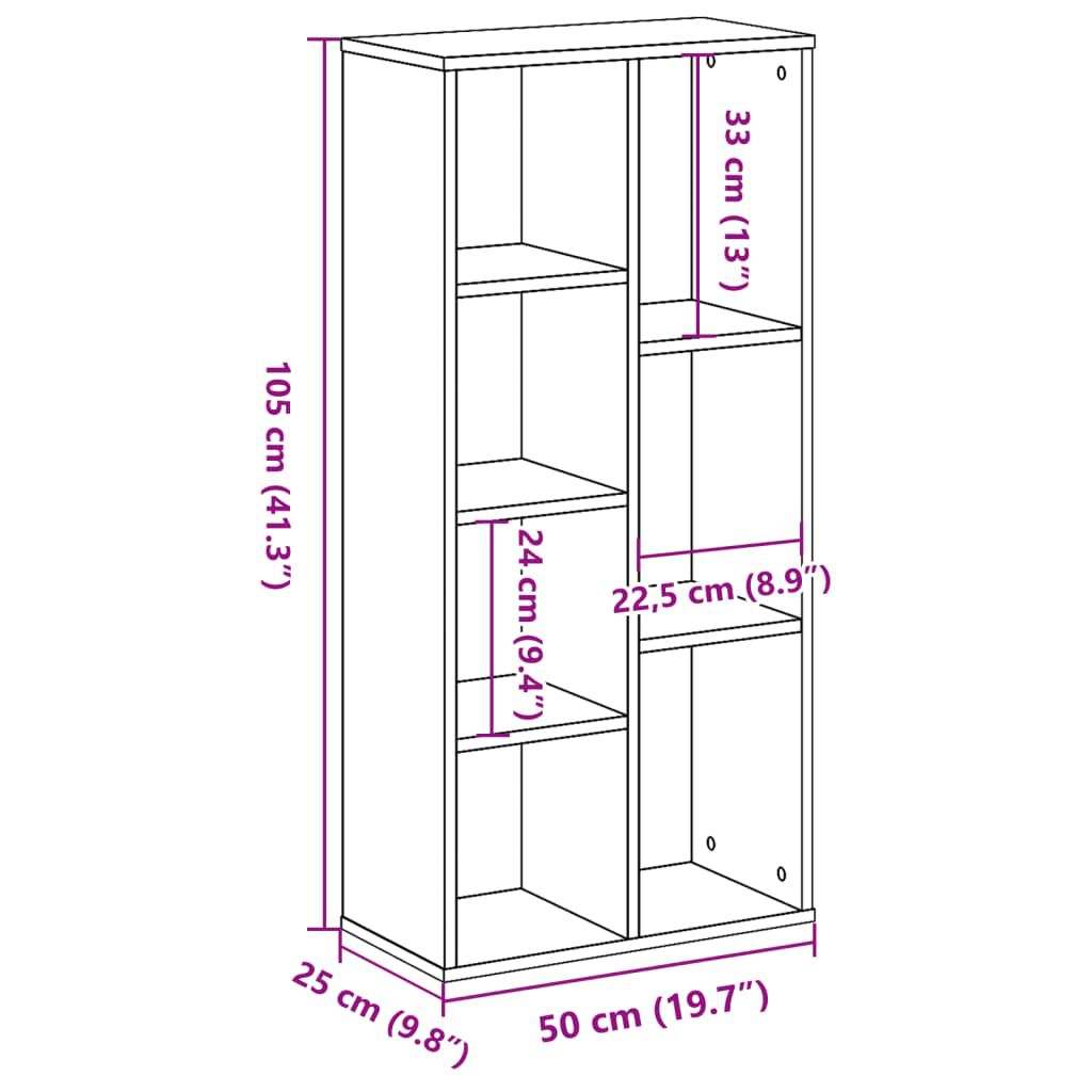 vidaXL Βιβλιοθήκη Καπνιστή Δρυς 50x25x105 εκ. από Επεξεργασμένο Ξύλο
