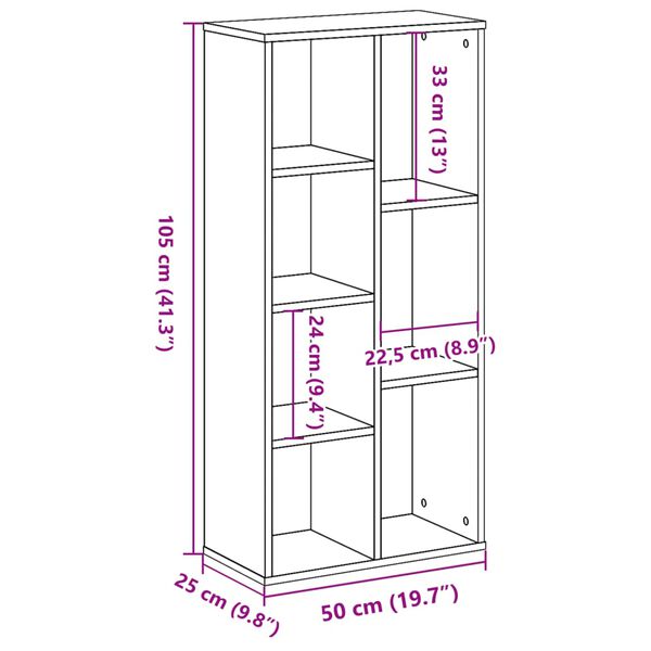 vidaXL Βιβλιοθήκη Καπνιστή Δρυς 50x25x105 εκ. από Επεξεργασμένο Ξύλο