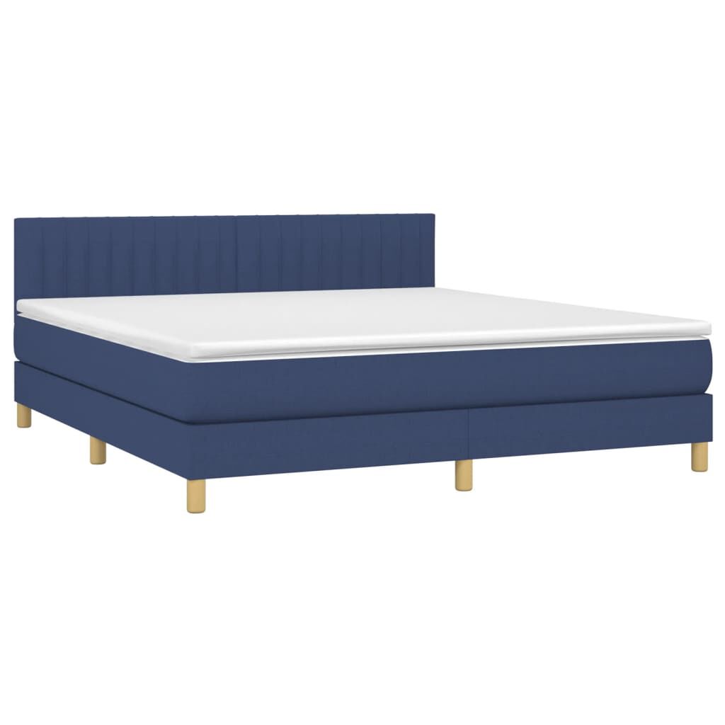 vidaXL Κρεβάτι Boxspring με Στρώμα Μπλε 180x200 εκ. Υφασμάτινο
