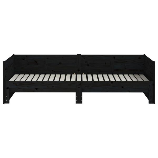 vidaXL Καναπές Κρεβάτι Συρόμενος Μαύρος 2x(80x200) εκ. από Μασίφ Πεύκο