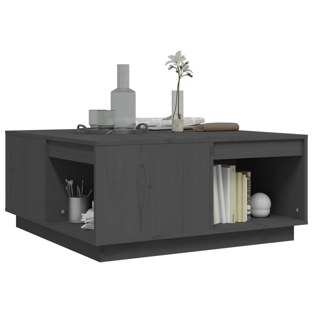 vidaXL Τραπεζάκι Σαλονιού Γκρι 80x81x36,5 εκ. από Μασίφ Ξύλο Πεύκου