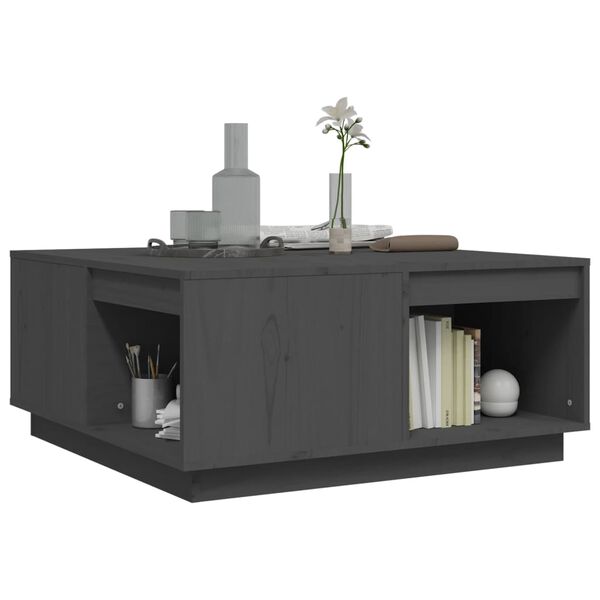 vidaXL Τραπεζάκι Σαλονιού Γκρι 80x81x36,5 εκ. από Μασίφ Ξύλο Πεύκου
