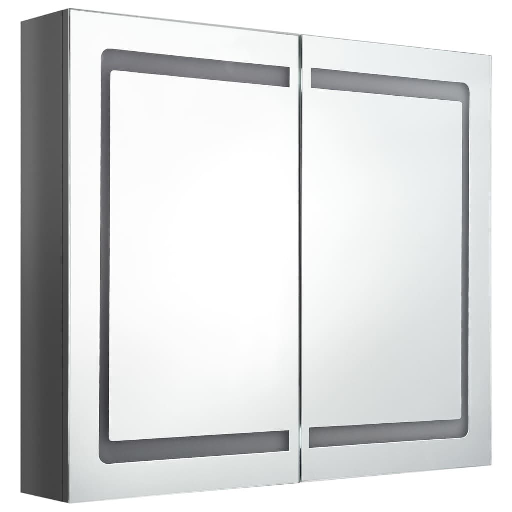 vidaXL Καθρέφτης Μπάνιου με Ντουλάπι & LED Λαμπερό Γκρι 80x12x68 εκ.
