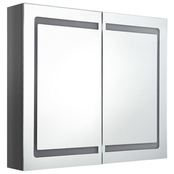 vidaXL Καθρέφτης Μπάνιου με Ντουλάπι & LED Λαμπερό Γκρι 80x12x68 εκ.