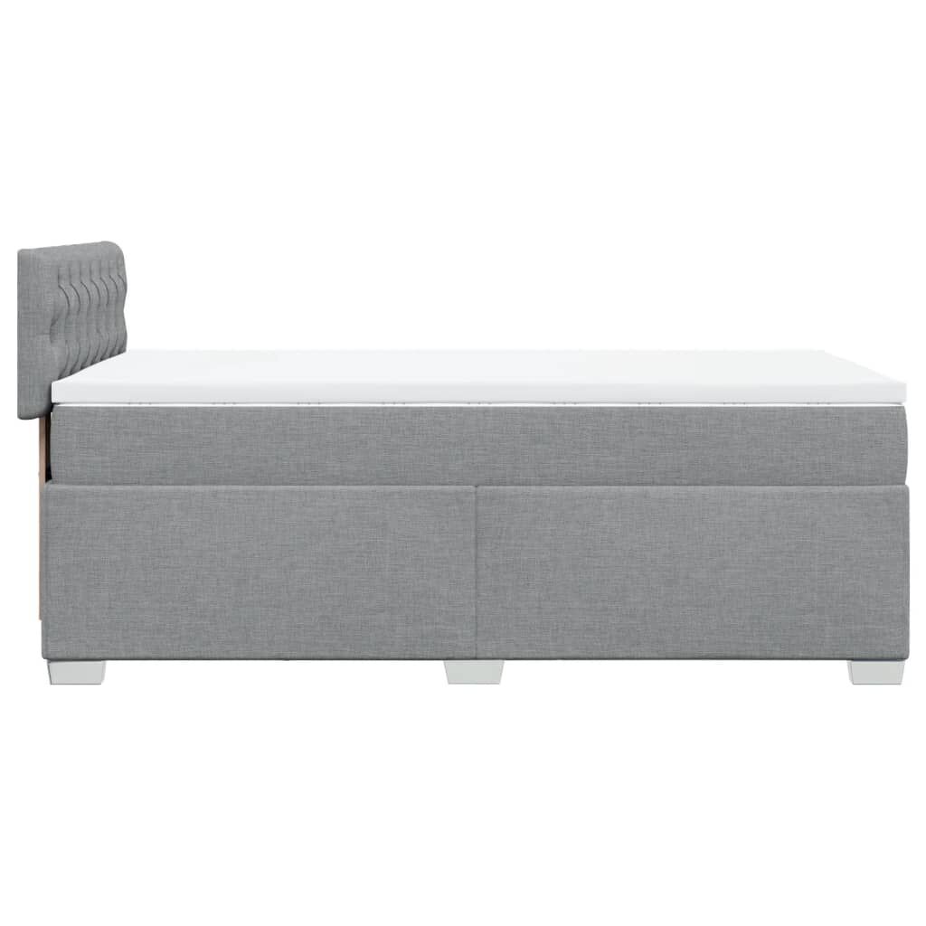 vidaXL Κρεβάτι Boxspring με Στρώμα Ανοιχτό Γκρι 100x200 εκ. Υφασμάτινο