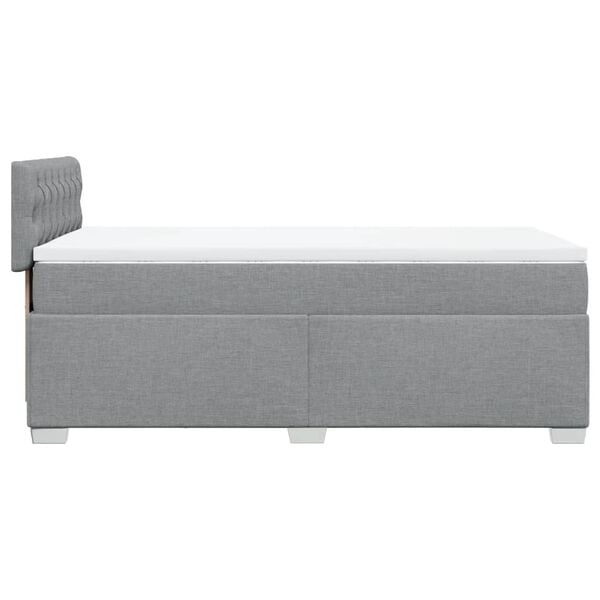 vidaXL Κρεβάτι Boxspring με Στρώμα Ανοιχτό Γκρι 100x200 εκ. Υφασμάτινο