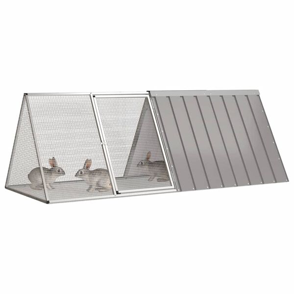vidaXL Κλουβί Κουνελιών Γκρι 201,5x80,5x71 εκ. Γαλβανισμένος Χάλυβας