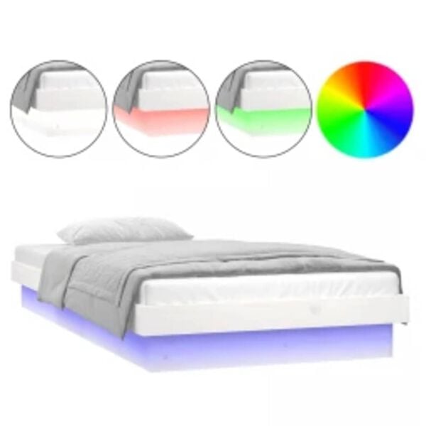 vidaXL &Pi;&lambda;&alpha;ί&sigma;&iota;&omicron; &Kappa;&rho;&epsilon;&beta;&alpha;&tau;&iota;&omicron;ύ &mu;&epsilon; LED &Lambda;&epsilon;&upsilon;&kappa;ό 90 x 200 &epsilon;&kappa;. &alpha;&pi;ό &Mu;&alpha;&sigma;ί&phi; &Xi;ύ&lambda;&omicron;