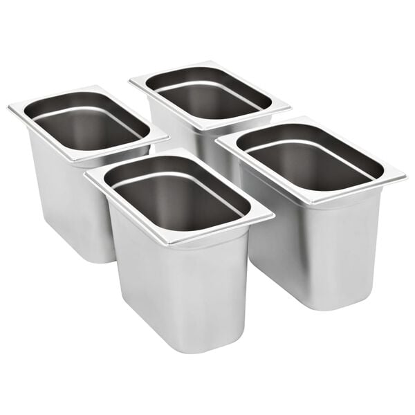 vidaXL Λεκάνες Gastronorm 4 τεμ. GN 1/4 200 χιλ. από Ανοξείδωτο Ατσάλι