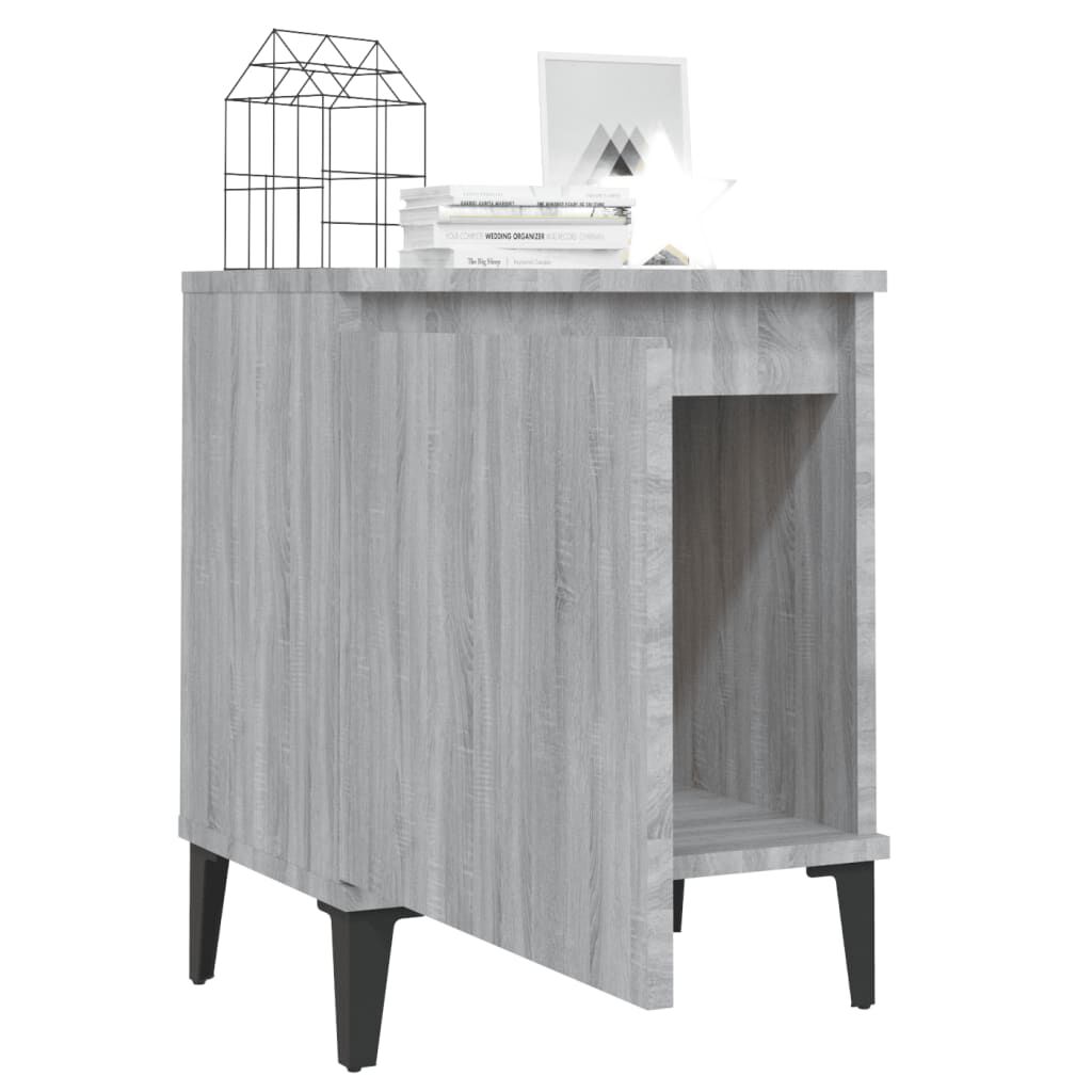 vidaXL Κομοδίνα Γκρι Sonoma 40 x 30 x 50 εκ. με Μεταλλικά Πόδια