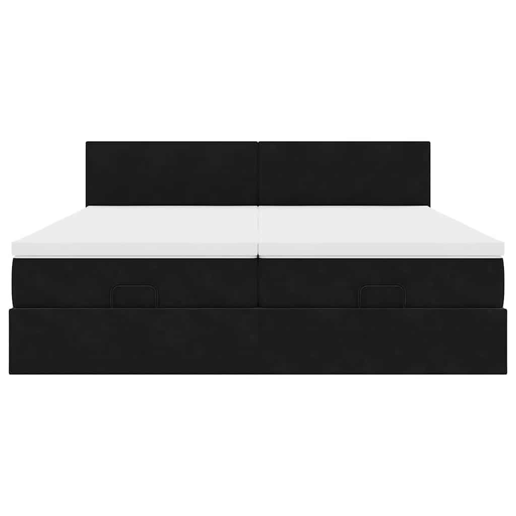 vidaXL Οθωμανικό κρεβάτι με στρώματα Μαύρο 160x200cm Velvet