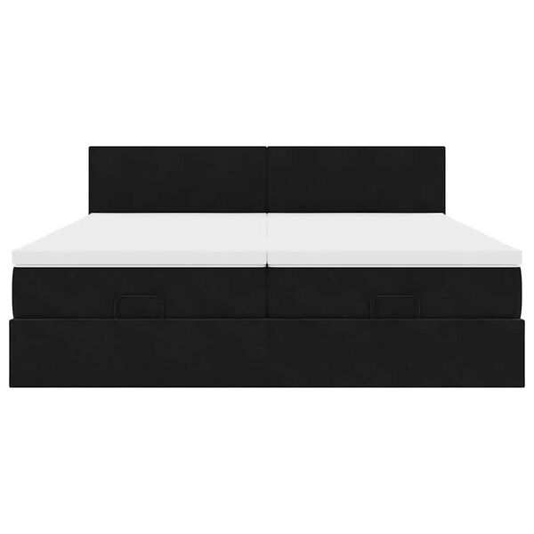 vidaXL Οθωμανικό κρεβάτι με στρώματα Μαύρο 160x200cm Velvet